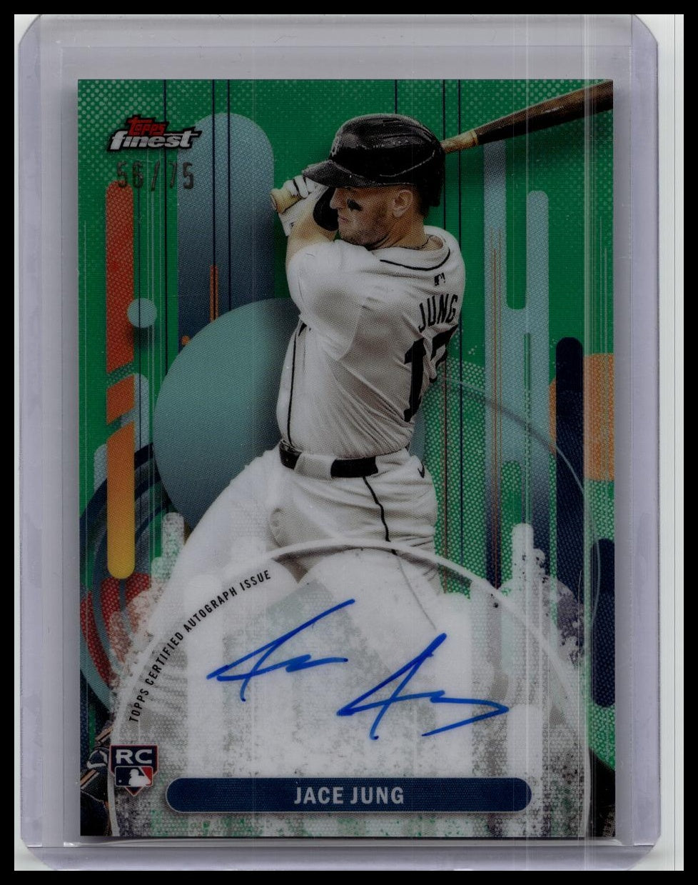2025 Topps Finest Jace Jung Auto Green Refractor RC /75 Detroit Tigers