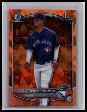 CRISTOPHER POLANCO 2025 BOWMAN CHROME 1ST SAPPHIRE ORANGE /25