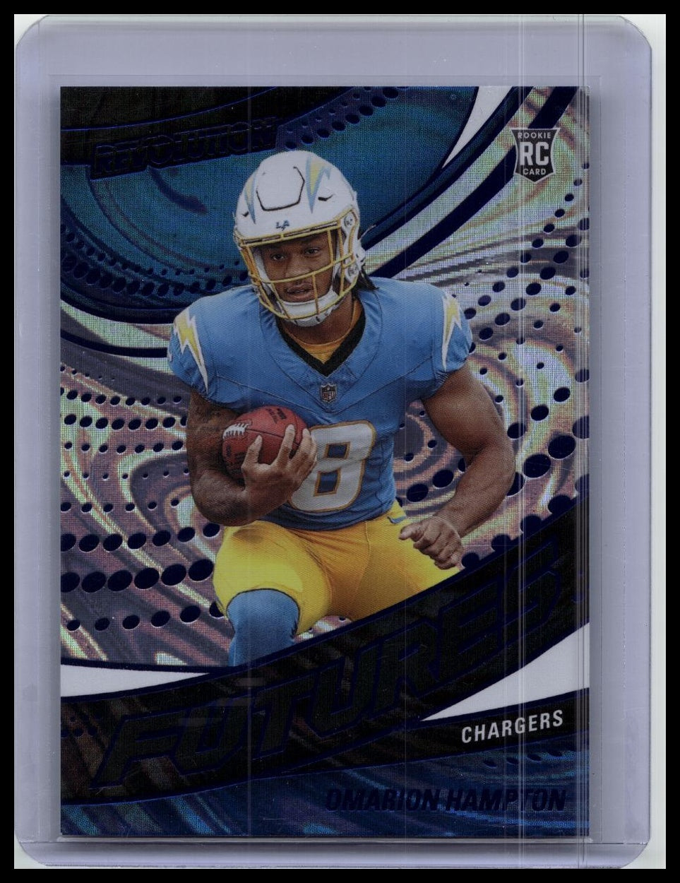 2025 Panini Revolution Football OMARION HAMPTON Futures RC BLUE SWIRL #3/15
