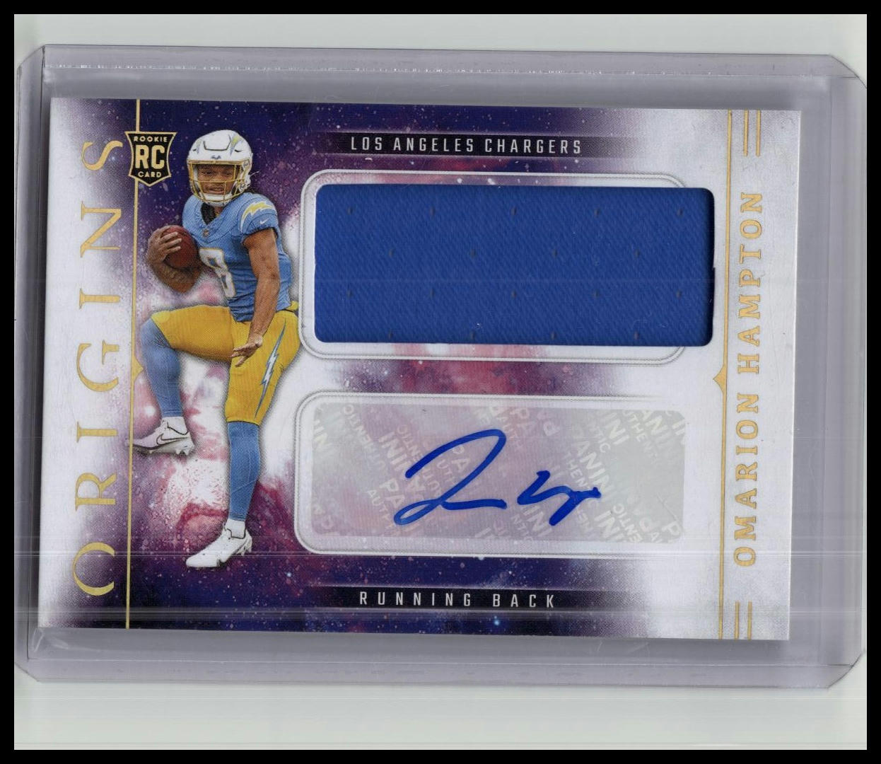 2025 Origins OMARION HAMPTON Autograph Rookie Jersey Auto RPA RJJ-OHN Chargers🔥