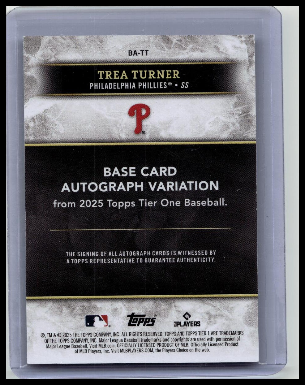2025 Topps Tier One Trea Turner City Connect On Card Autograph Auto /75
