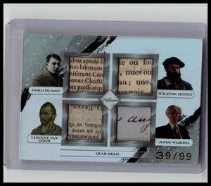2023 BELLISSIMO QUAD RELIC #145 MONET/PICASSO/VAN GOGH/WARHOL HANDWRITTEN /99