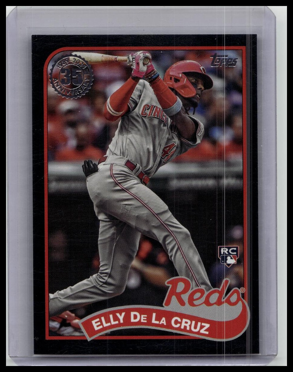 2024 TOPPS SERIES 2 #89B2-34 ELLY DE LA CRUZ RC 1989 TOPPS VARIATION BLACK /299