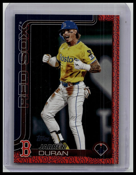 Jarren Duran 2025 Topps Series 2 Team Logo Border #587 SP Boston Red Sox