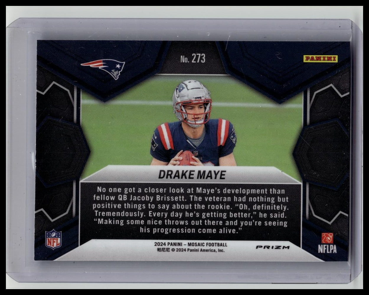 2024 Panini Mosaic - NFL Debut Drake Maye #273 Reactive Blue Mosaic Prizm (RC)
