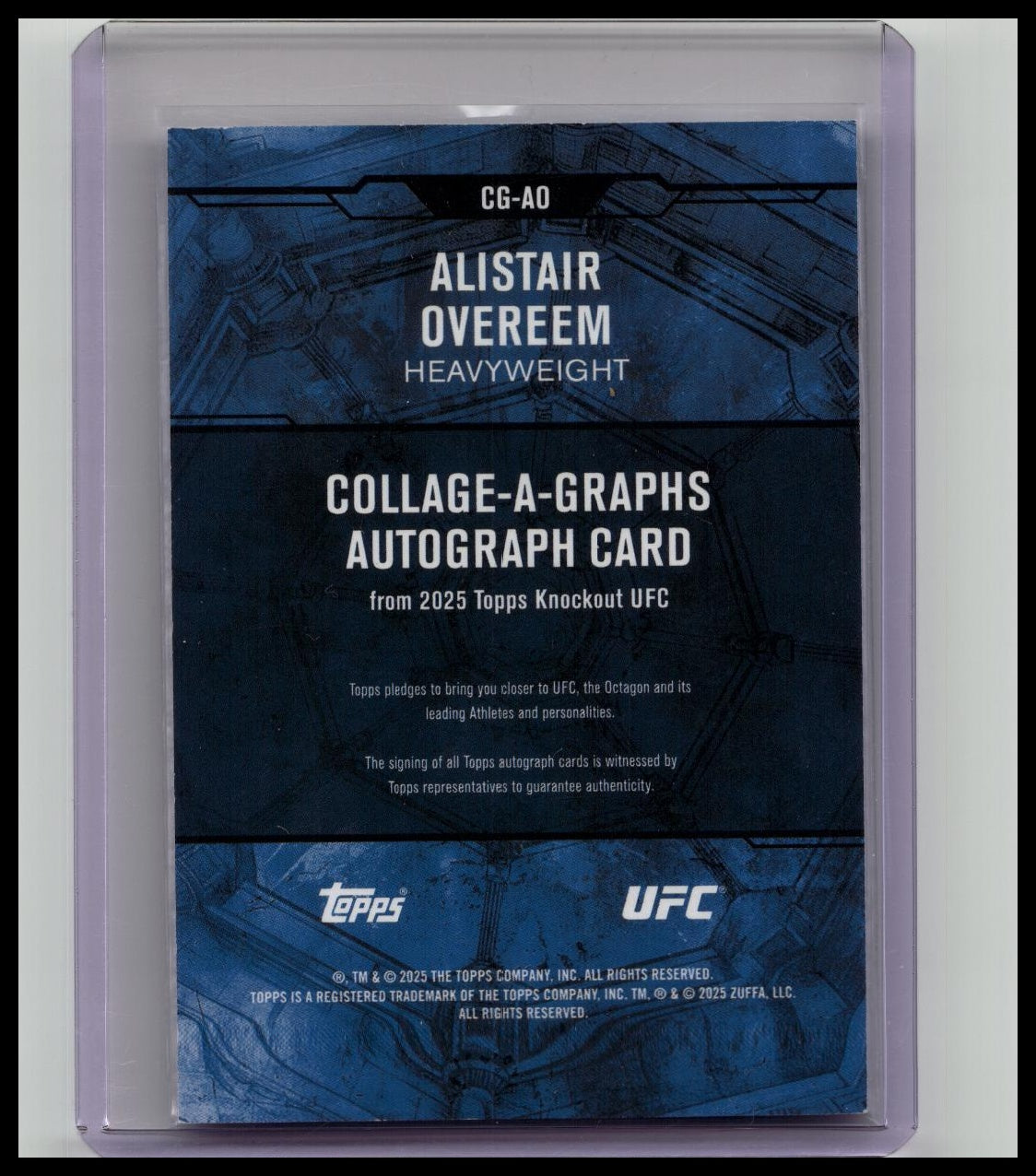 2025 Topps UFC Knockout Alistair Overeem Collage-A-Graphs Auto /99
