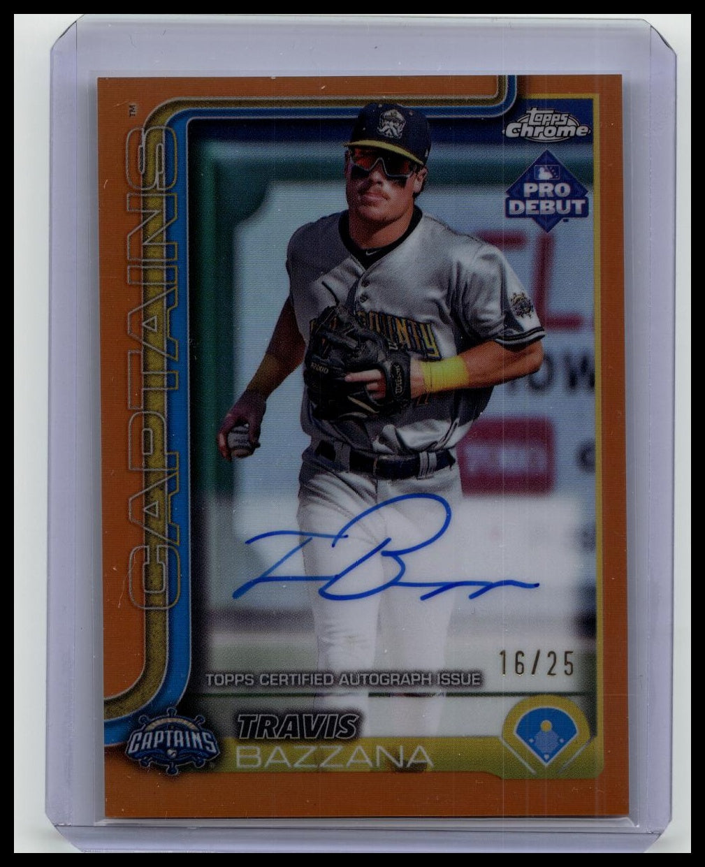 Travis Bazzana 2025 Pro Debut True Orange Chrome #'d/25 Auto Cleveland Guardians