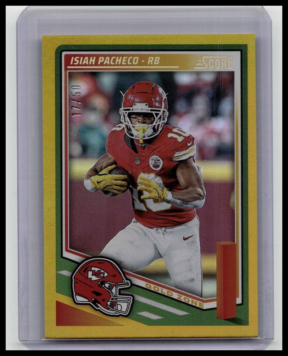Isiah Pacheco 2025 Score Gold Zone /50 #278 CHIEFS