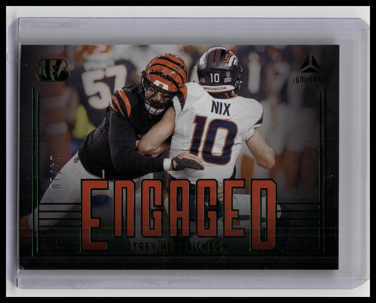 2025 Panini Luminance Engaged Trey Hendrickson #ENG-THN Green /10