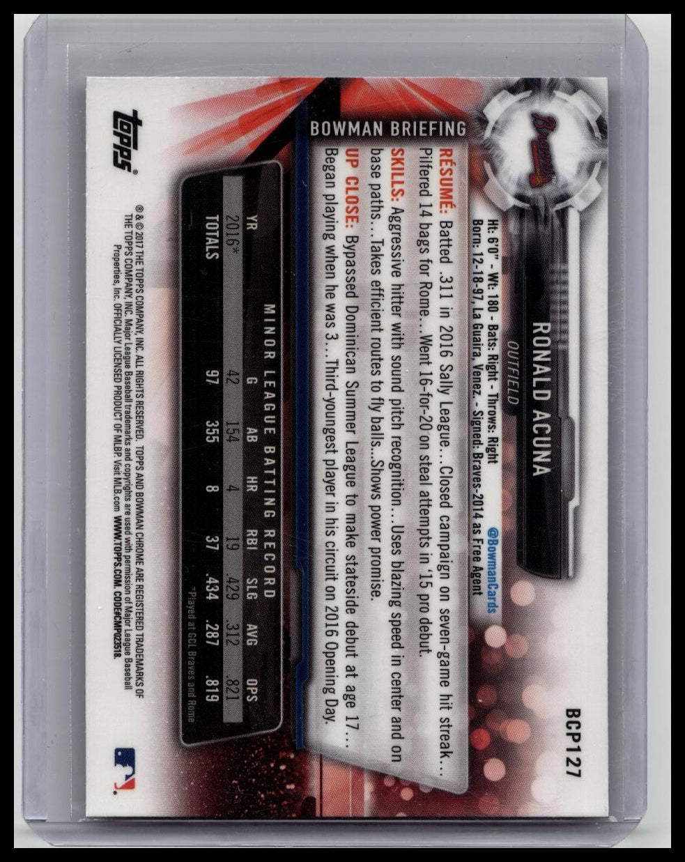 RONALD ACUNA 2017 BOWMAN CHROME 1ST MEGA BOX MOJO REFRACTOR BRAVES