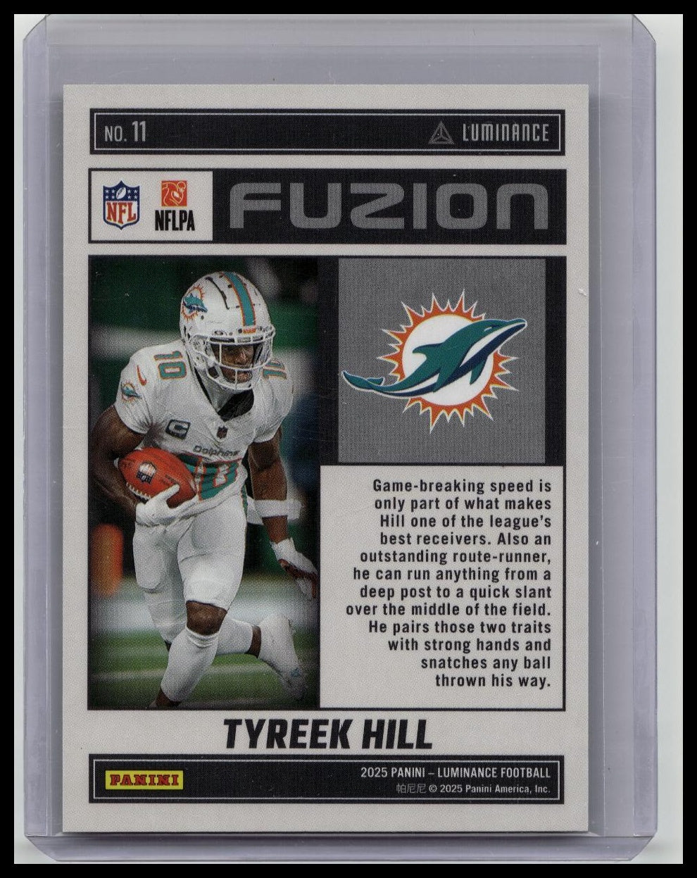 Tyreek Hill 2025 Panini Luminance Fuzion Insert Blue /50 SSP Miami Dolphins