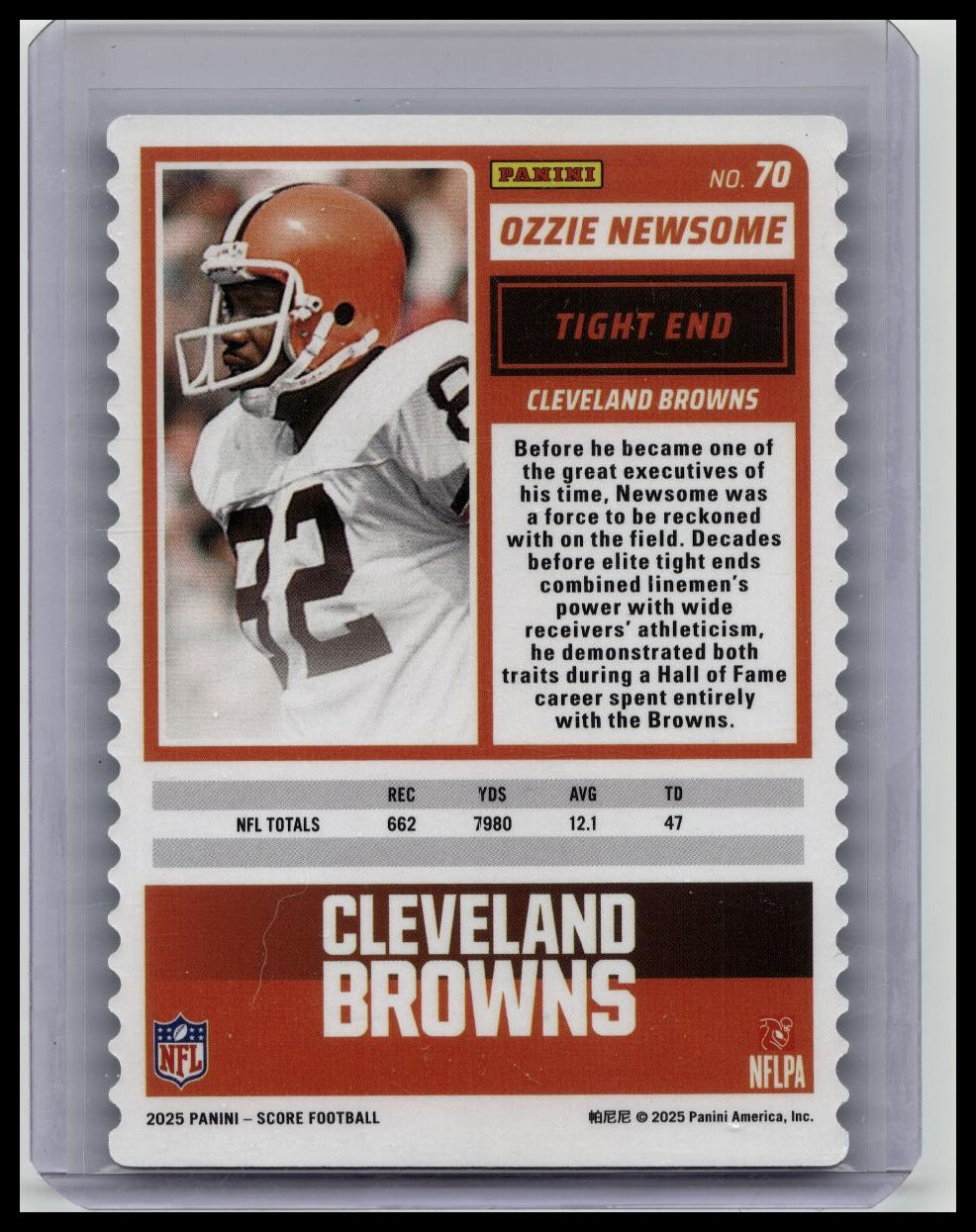 2025 Score Football Ozzie Newsome Teal Die Cut /10 - Browns