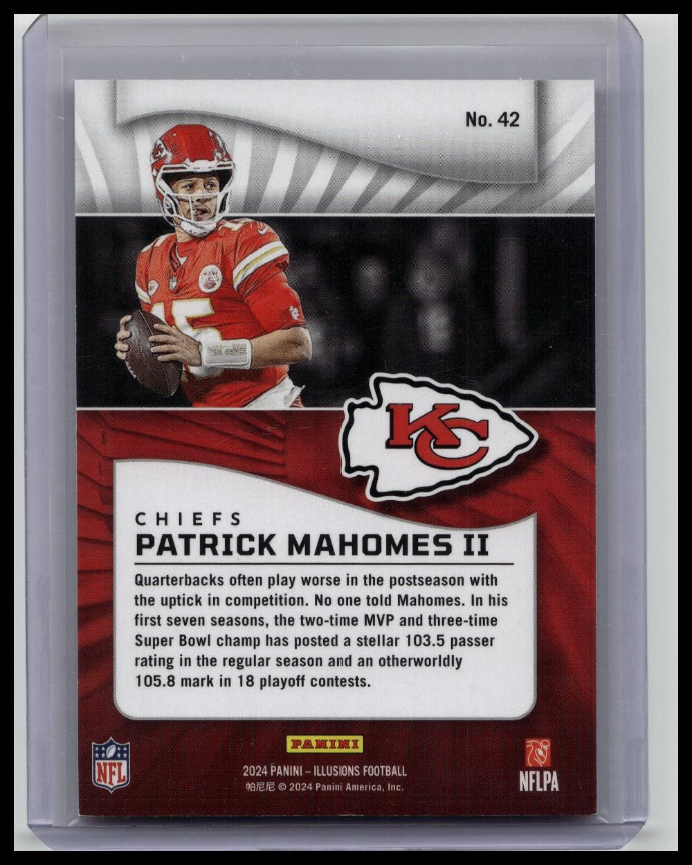 Patrick Mahomes II #42 Trophy Collection Mirrored /499 2024 Panini Illusions