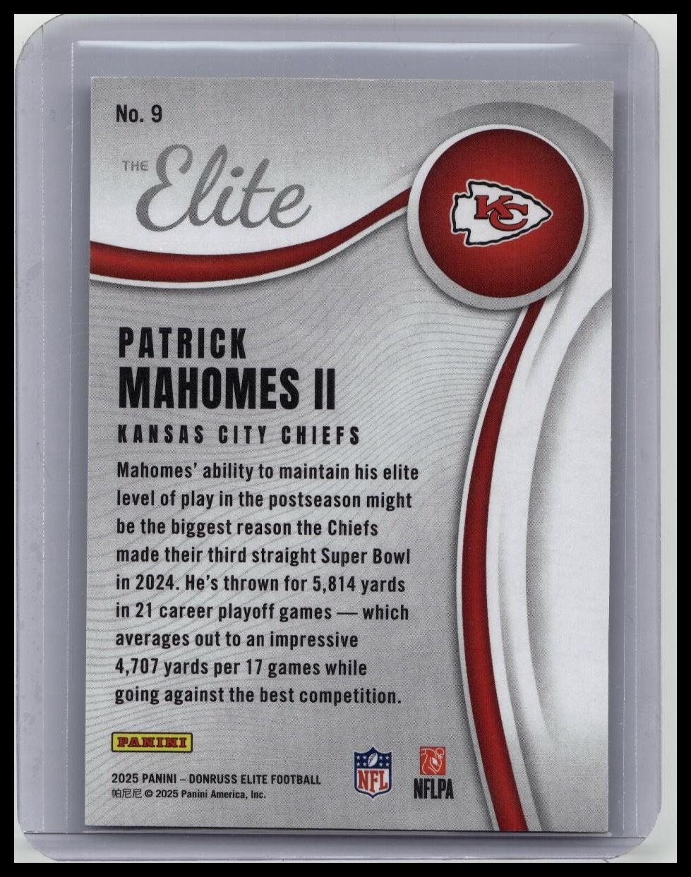 2025 Donruss Elite Patrick Mahomes Orange THE ELITE SP Chiefs /199