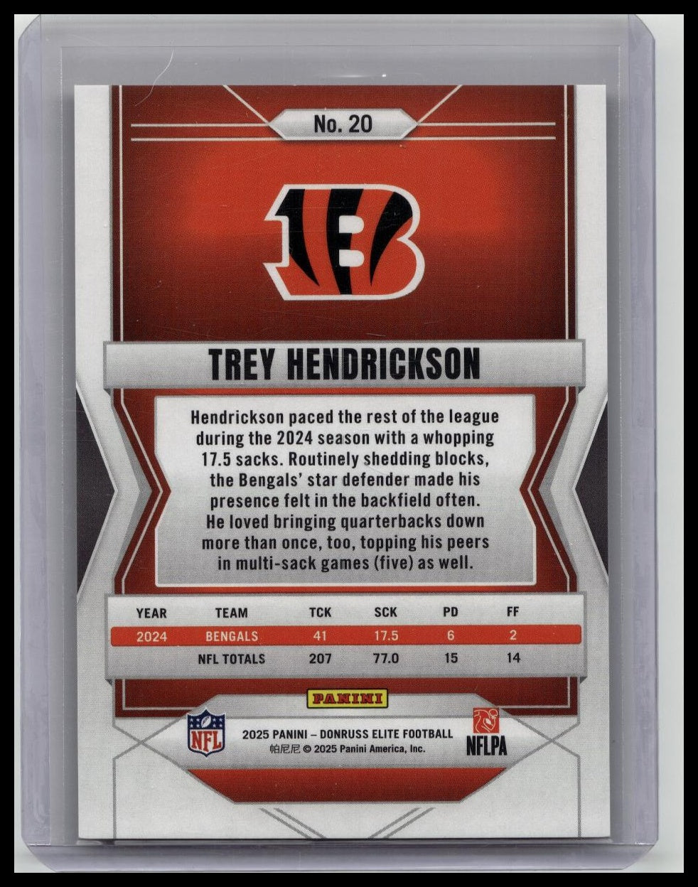 2025 Panini Donruss Elite Bronze Foil Trey Hendrickson Cincinnati Bengals /35