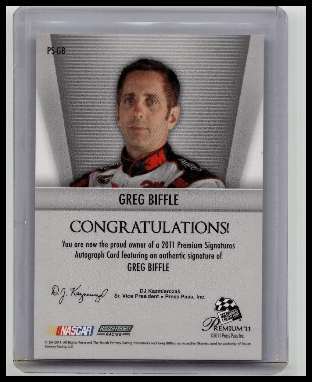 2011 Press Pass Premium Signatures Greg Biffle Auto