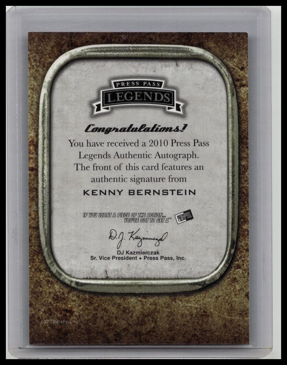 2010 Press Pass Legends Autographs Kenny Bernstein Auto /125