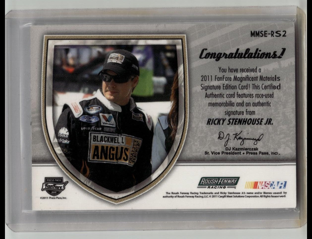 2011 Press Pass Ricky Stenhouse Jr. Relic Auto /99