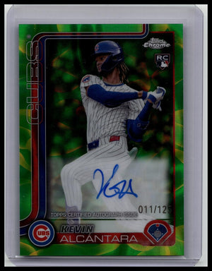 KEVIN ALCANTARA 2025 TOPPS CHROME UPD ROOKIE GREEN YELLOW RC AUTO /125