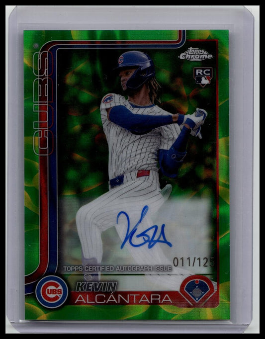 KEVIN ALCANTARA 2025 TOPPS CHROME UPD ROOKIE GREEN YELLOW RC AUTO /125
