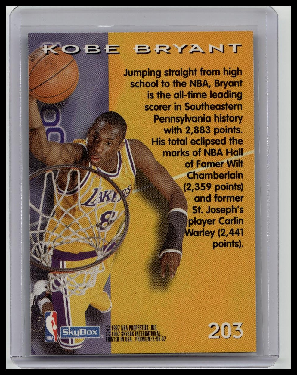 1996-97 Skybox Premium - Rookie Kobe Bryant #203 (RC)