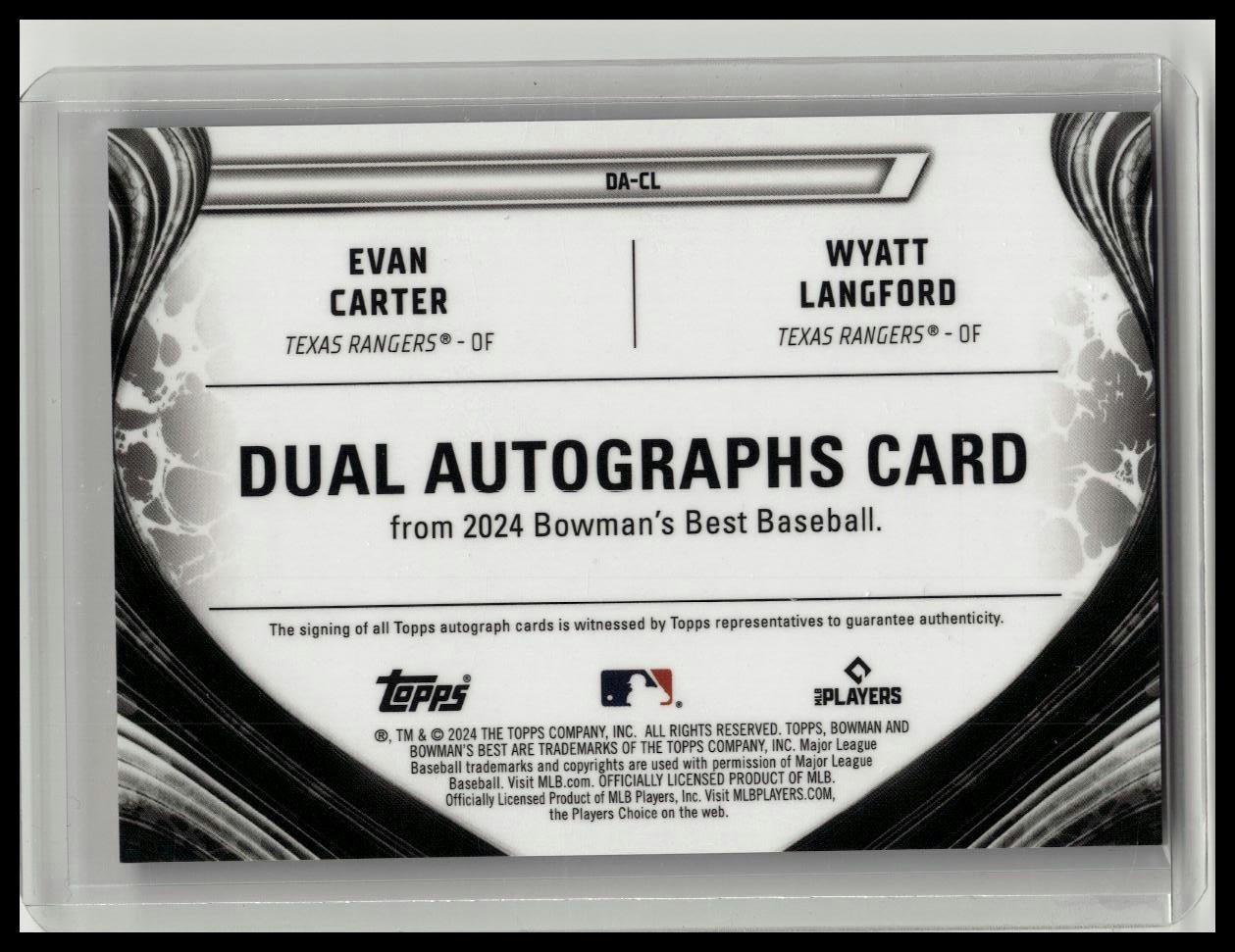 2024 Bowman’s Best - Rangers Dual Auto - Wyatt Langford & Evan Carter RC - /75