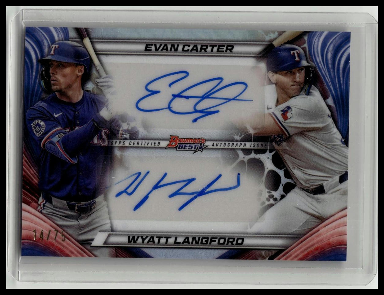 2024 Bowman’s Best - Rangers Dual Auto - Wyatt Langford & Evan Carter RC - /75