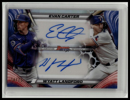 2024 Bowman’s Best - Rangers Dual Auto - Wyatt Langford & Evan Carter RC - /75