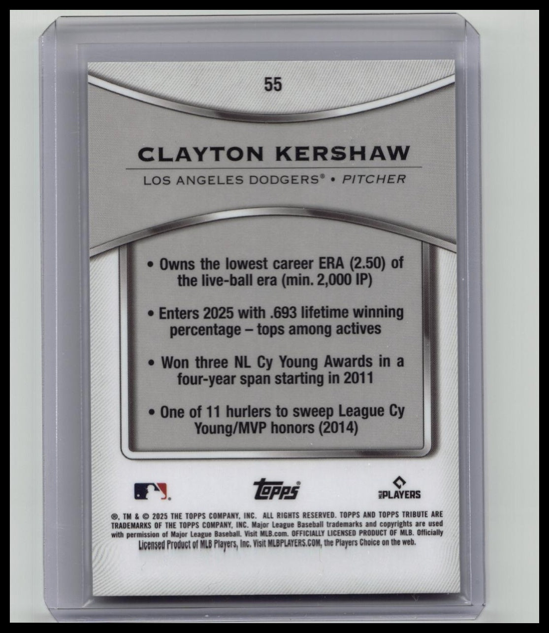2025 Topps Tribute - Clayton Kershaw #55 Blue /150 LA Dodgers