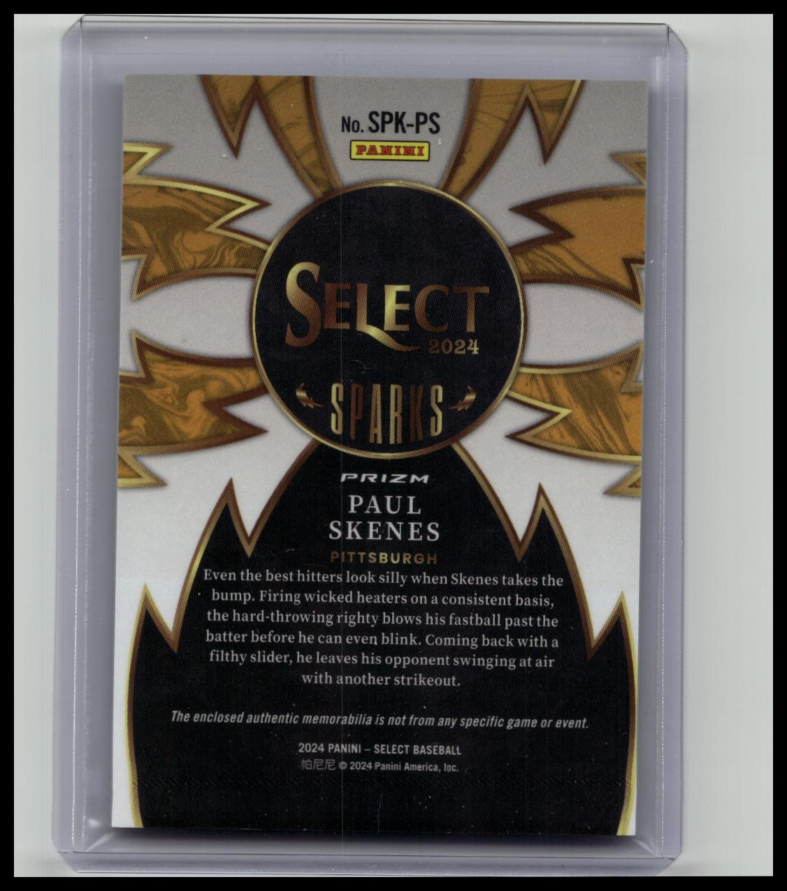 2024 Select Paul Skenes Rookie Sparks Patch