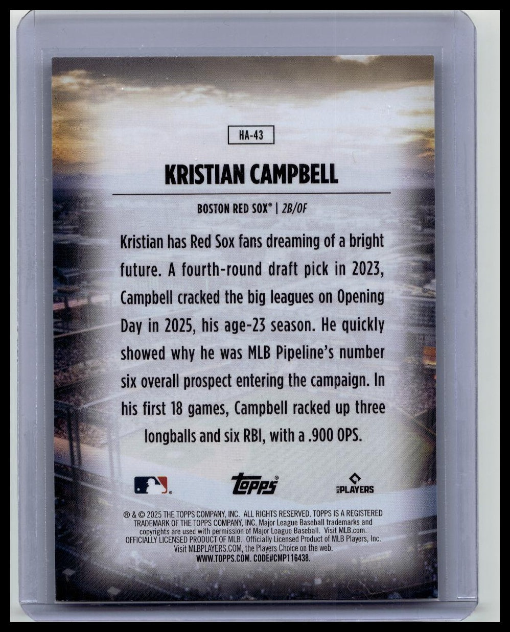 2025 Topps Update Series - Home Field Advantage Kristian Campbell #HA-43 (RC)