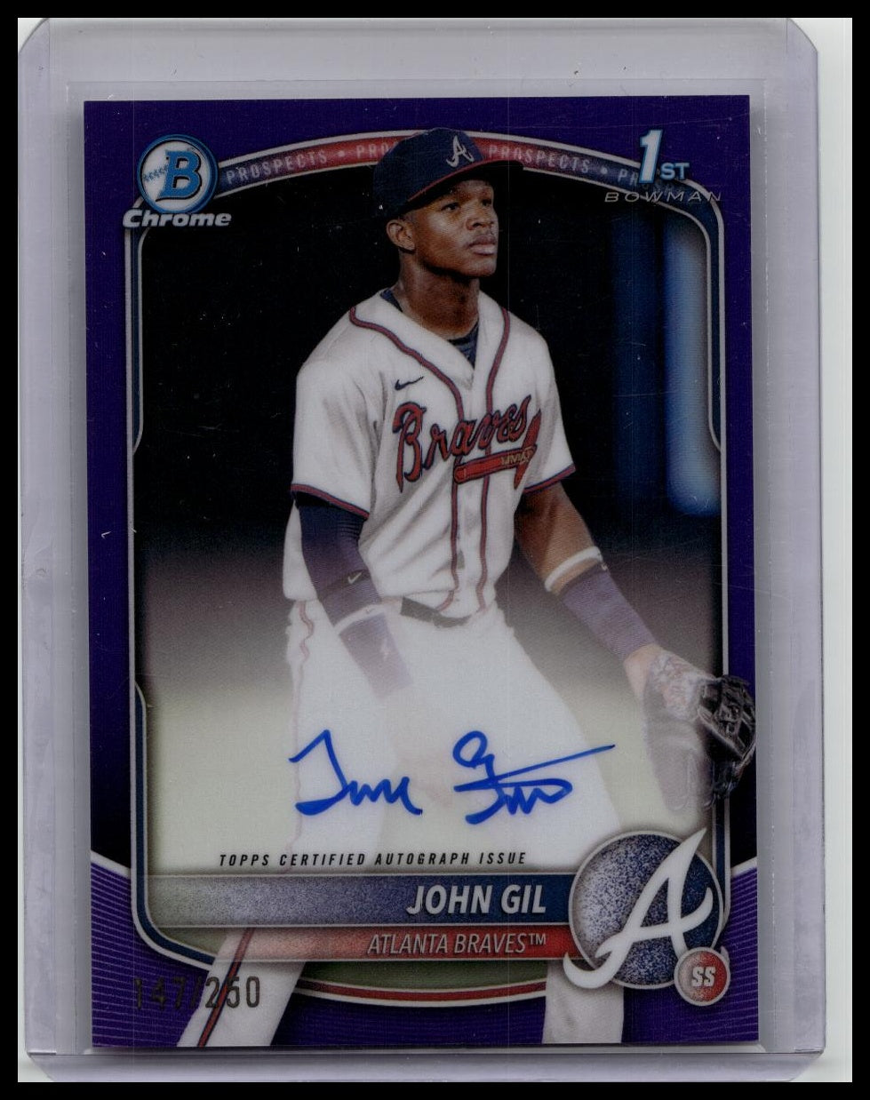 JOHN GIL 2025 BOWMAN CHROME #CPA-JG PURPLE REFRACTOR AUTO 1ST PROSPECT /250