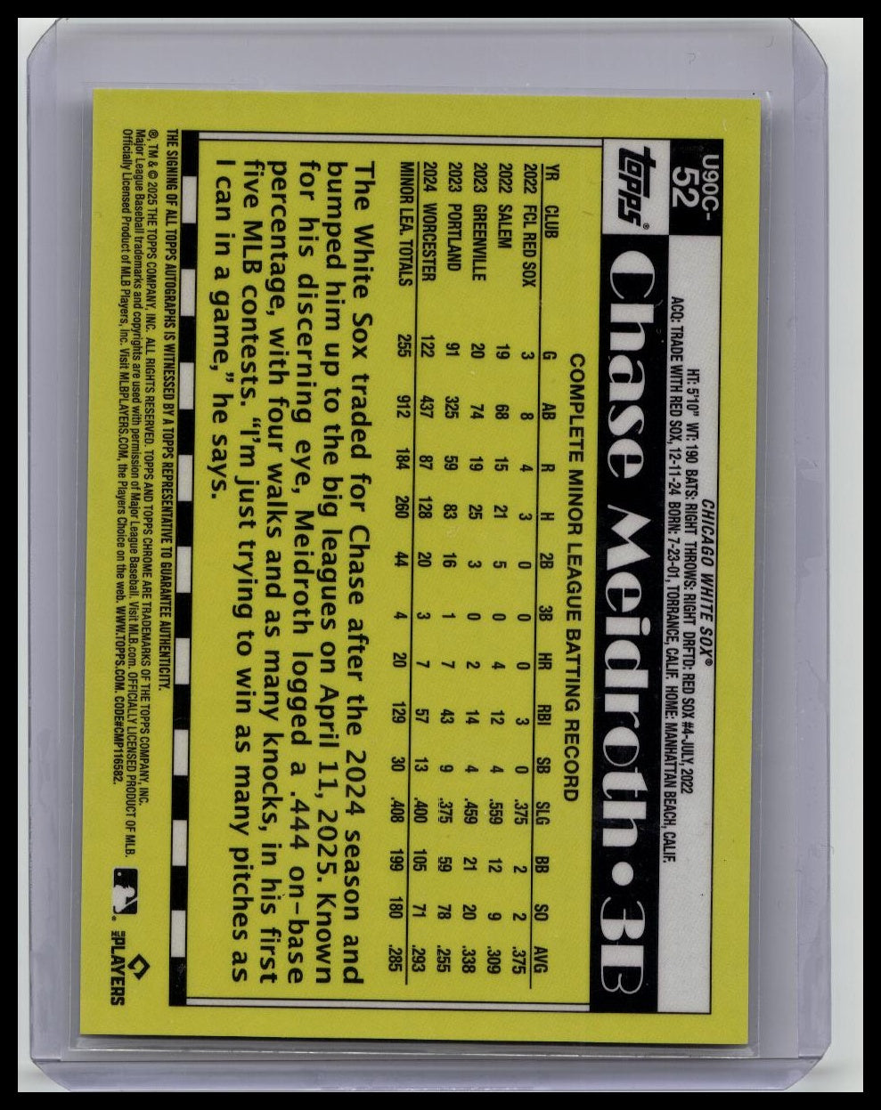 Chase Meidroth 2025 Topps Chrome 1990 Silver Pack Mojo Mega Rookie Auto /299