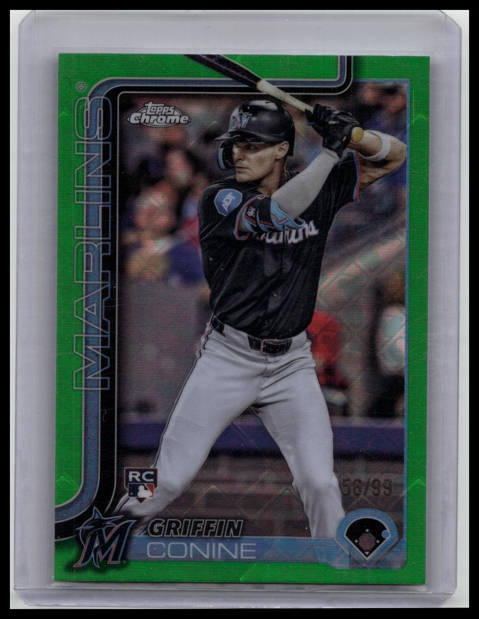2025 Topps Chrome Logofractor #86 Griffin Conine Green /99 RC Marlins