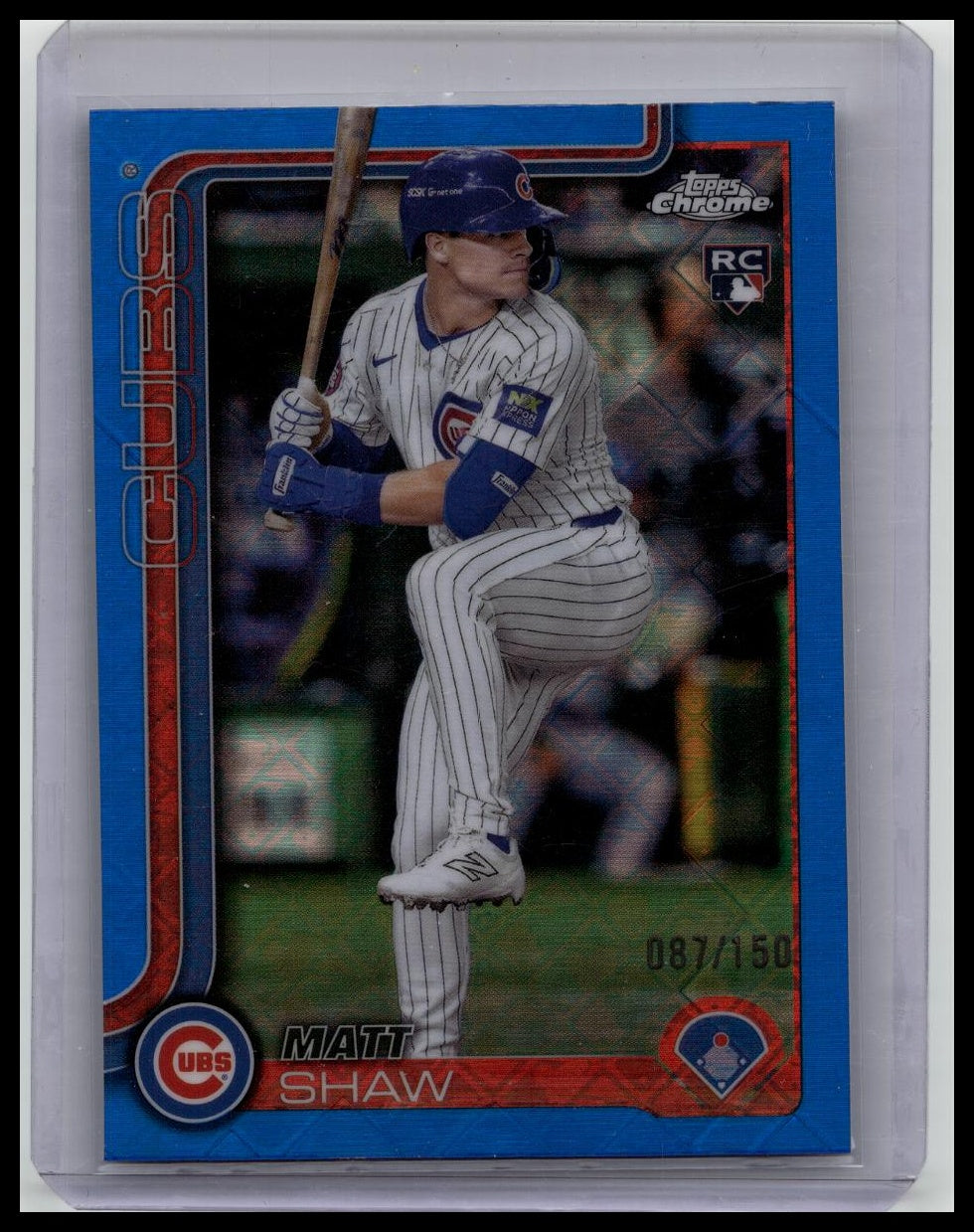 2025 Topps Chrome LOGOFRACTOR Matt Shaw /150 Blue #219 Rookie