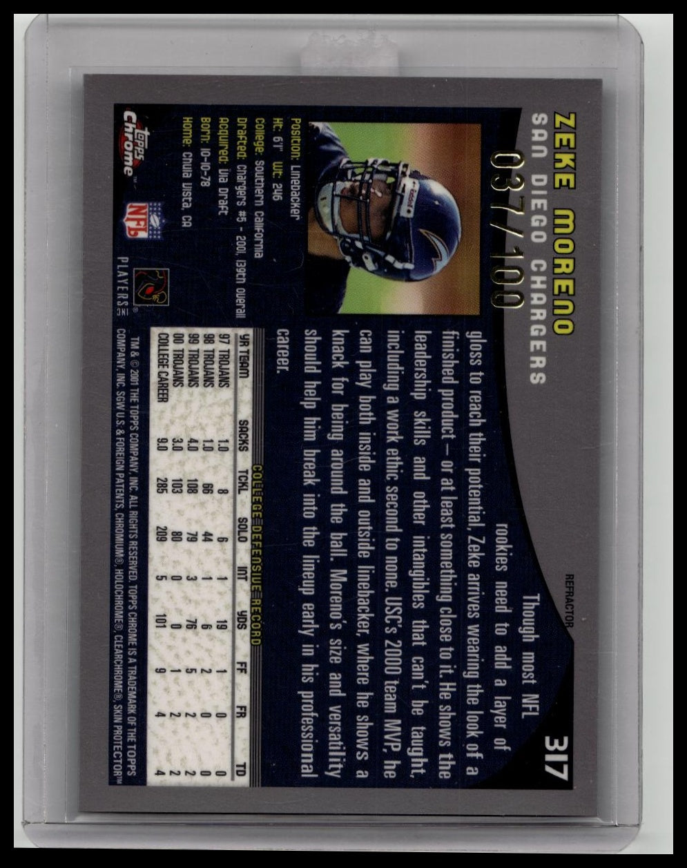 2001 Topps Zeke Moreno Rookie Refractor /100