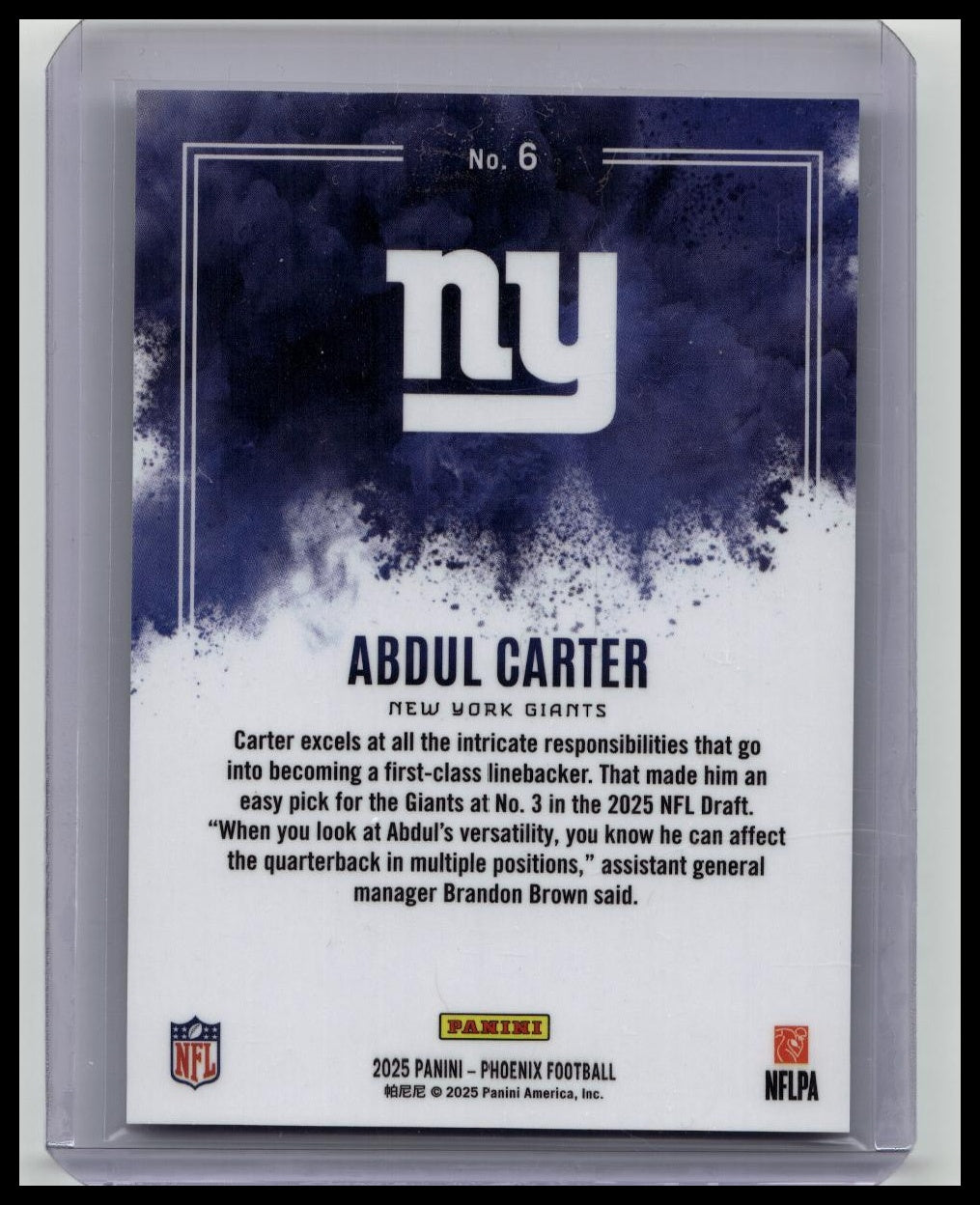 2025 Panini Phoenix Color Blast — Abdul Carter RC Case Hit SSP NY Giants
