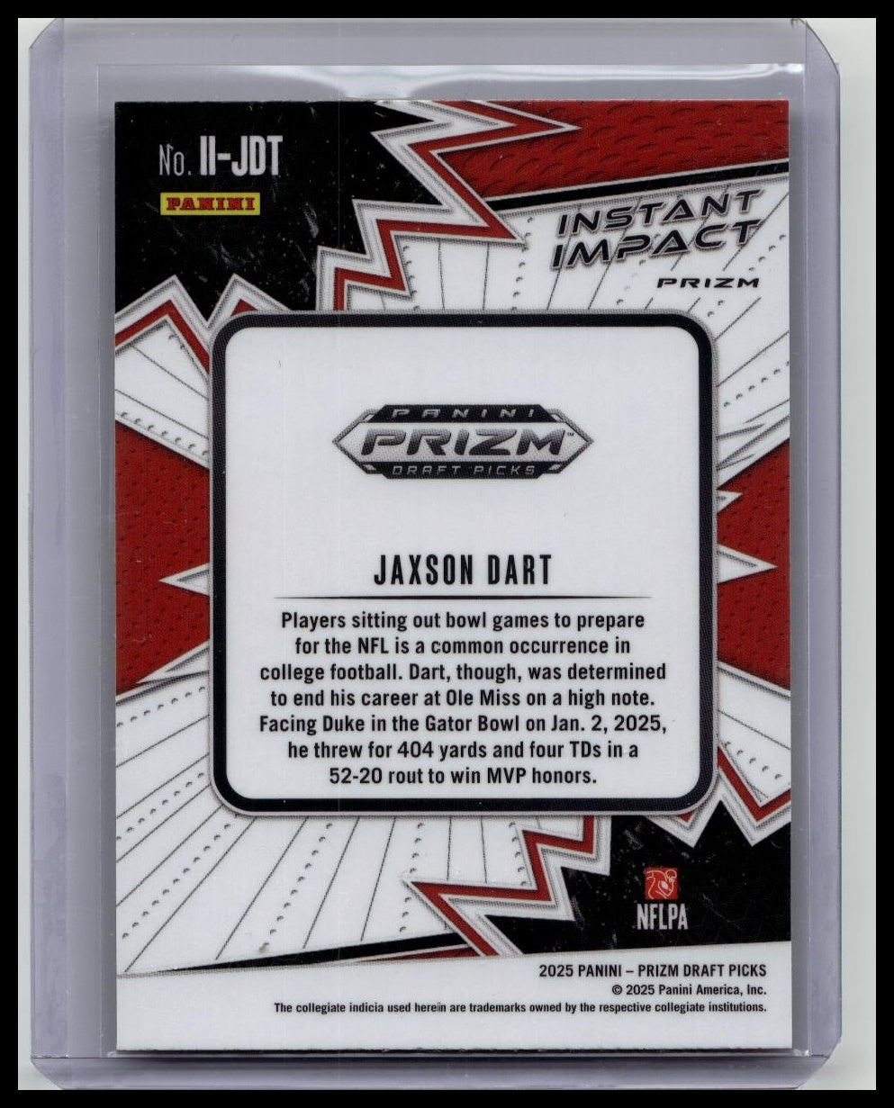 2025 Panini Prizm Draft Picks Jaxson Dart Gold Ice Instant Impact RC #II-JDT