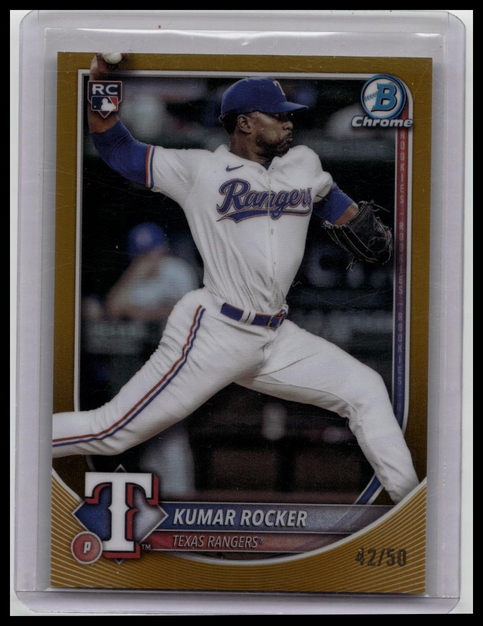 KUMAR ROCKER 2025 BOWMAN CHROME GOLD RC TEXAS RANGERS /50