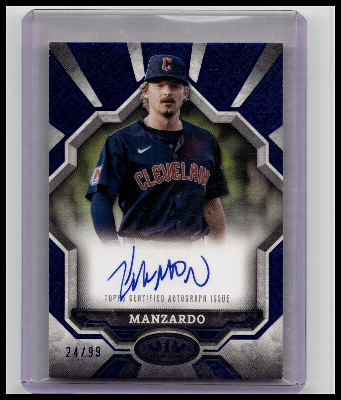 Kyle Manzardo 2025 Topps Tier One Auto Blue Parallel /99 Guardians
