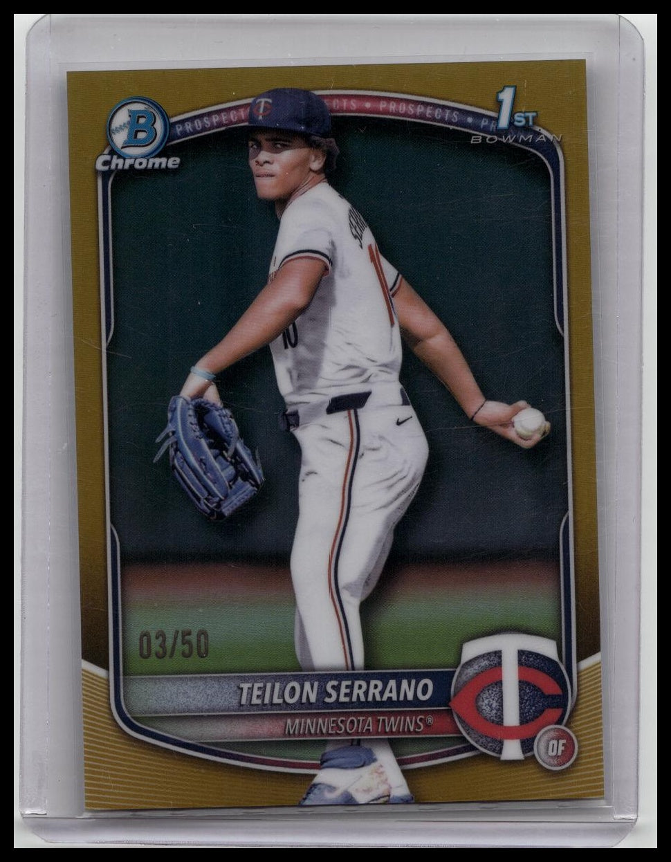 2025 Bowman Chrome Teilon Serrano Gold Refractor 1st Prospect #'d /50 Twins