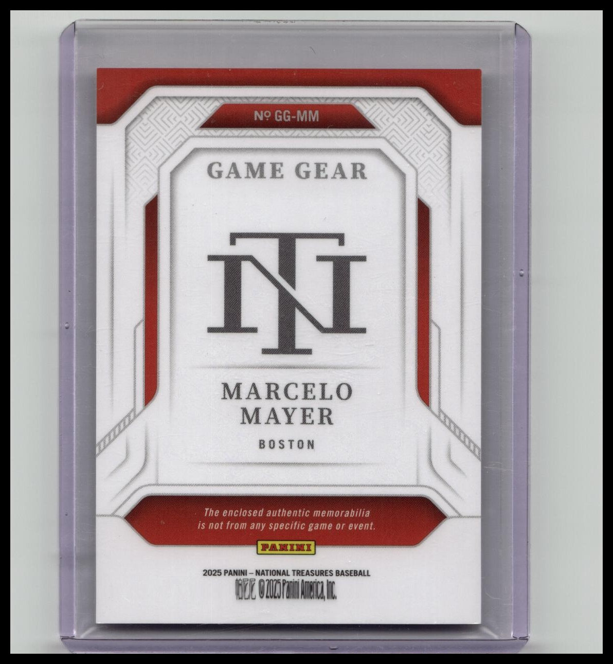 Marcelo Mayer 2025 National Treasures Game Gear Swatches Trio /49 Red Sox RC