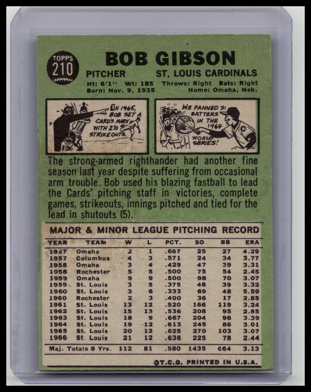 Topps 1967 Bob Gibson #210