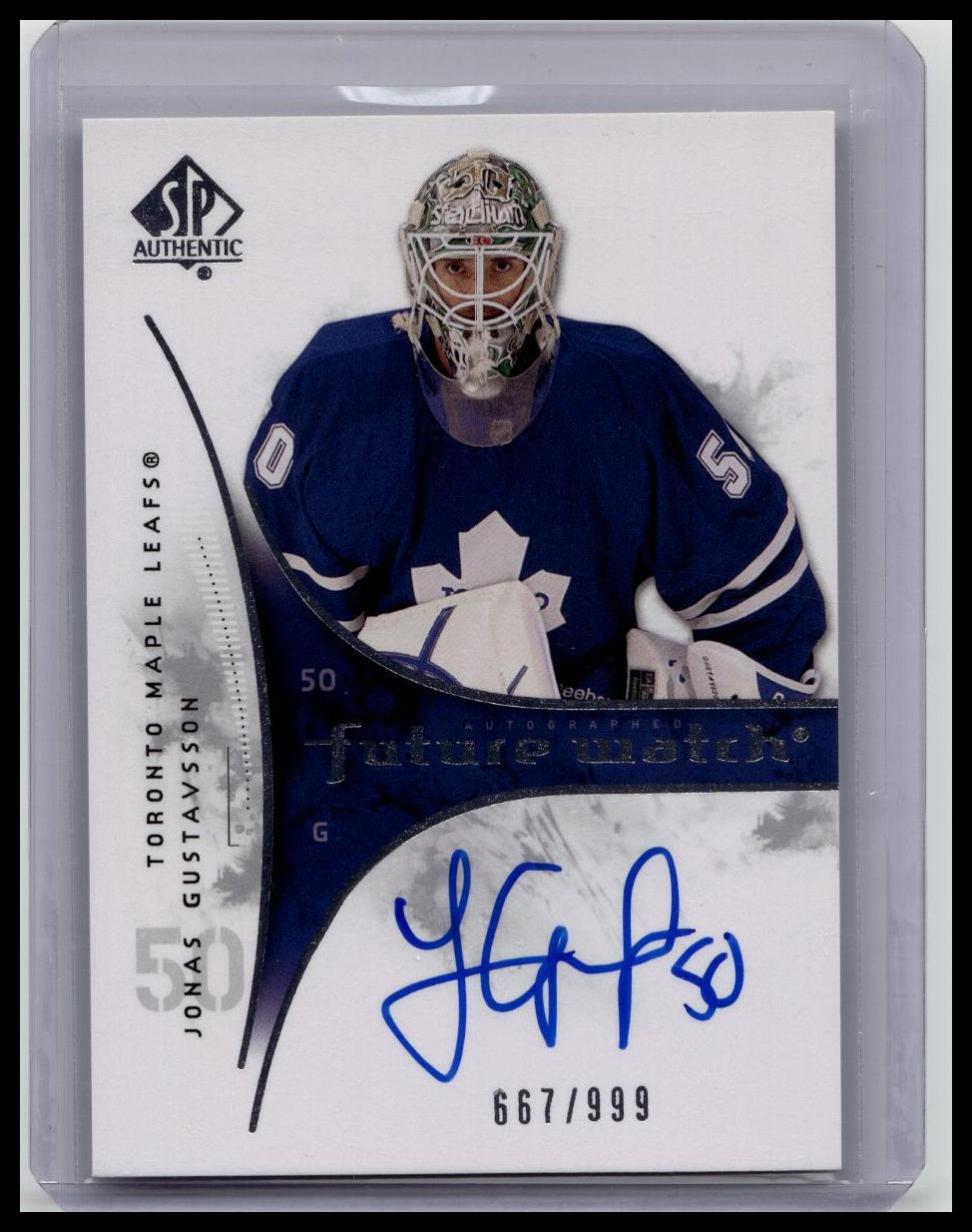 2009-10 SP Authentic Future Watch Auto Jonas Gustavsson RC /999 #215 Maple Leafs