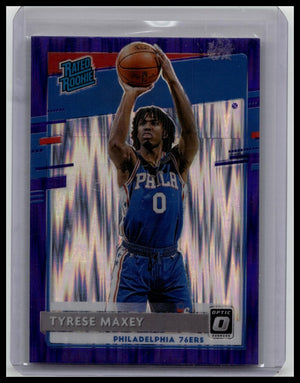 Tyrese Maxey 2020-21 Panini Donruss Optic Purple Shock Rated Rookie