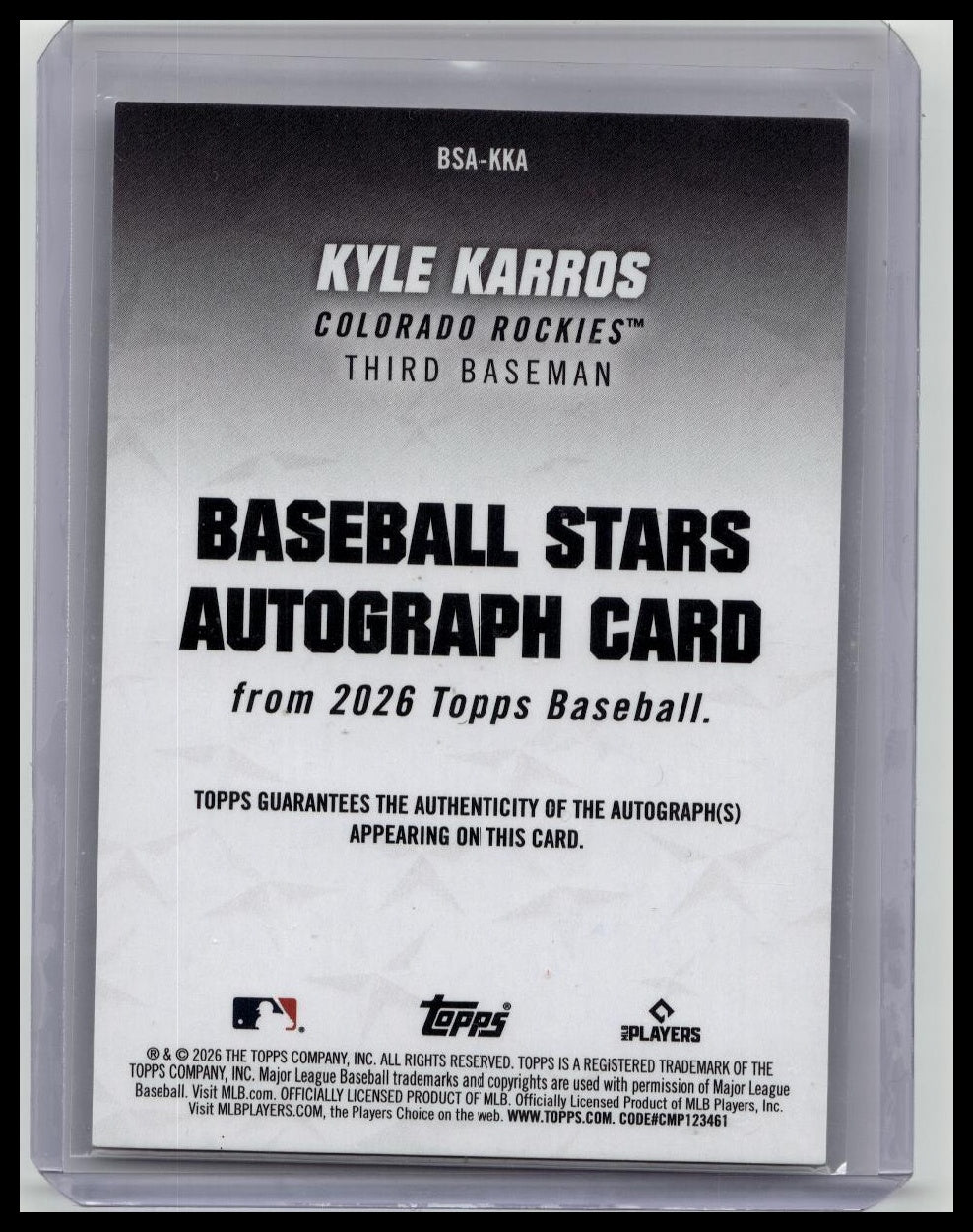 2026 Topps Series 1 Kyle Karros Baseball Stars RC AUTO ROCKIES BSA-KKA