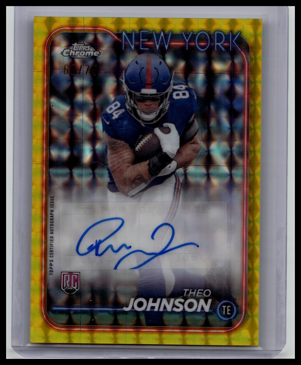 THEO JOHNSON 2024 Topps Chrome YELLOW GEOMETRIC REFRACTOR /75 Giants RC!