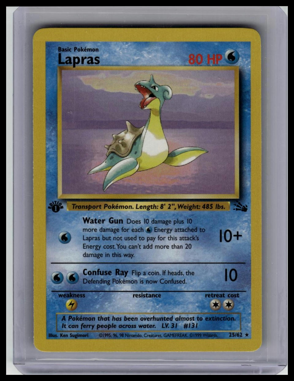 1999 Pokemon WOTC Lapras 25/62 Fossil 1st Edition