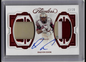 DALVIN COOK 2023 FLAWLESS COLLEGIATE DUAL GAME USED PATCH AUTO SP /20 FLORIDA ST
