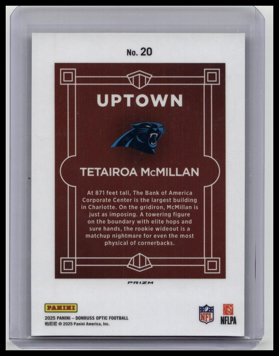Panini Donruss Optic Uptowns Prizm Tetairoa McMillan #20 Rookie - Panthers 2025
